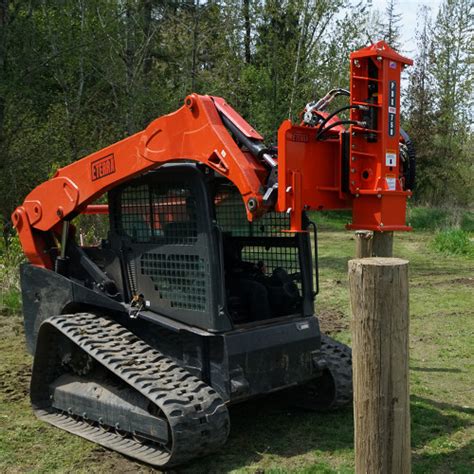 skid steer post driver pounder bobcat cat attachment|skid steer post attachments.